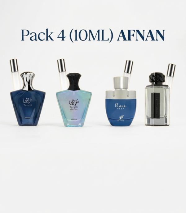 pack afnan 4*10ml Turathi bleu  + Turathi electric  + Rare reef  + Lynked freedom